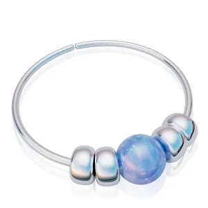 Silver Nose Ring Piercing - Handmade 925 Sterling Silver Nose Hoop with a small 2mm Blue Opal - Thin 24 gauge Hypoallergenic 7mm Nose Rings