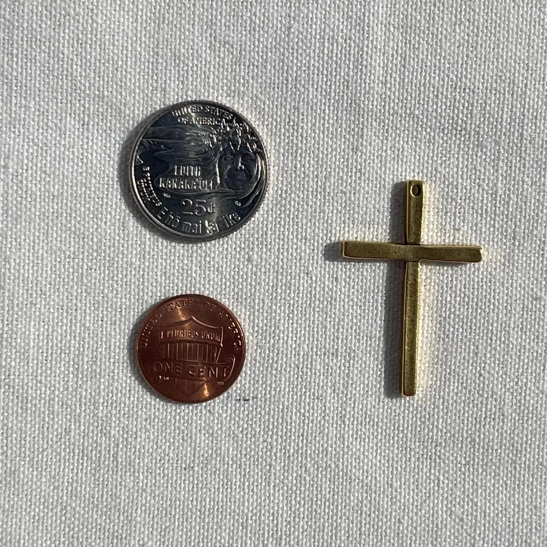 Silver Thin Simple Cross Necklace - Catholic Men Jewelry, Women Religious Gifts, Faith and Believes, Mens Crosses, Father Day, Baptism Ceremony, Christian Accessories (Gold, Black Leather)