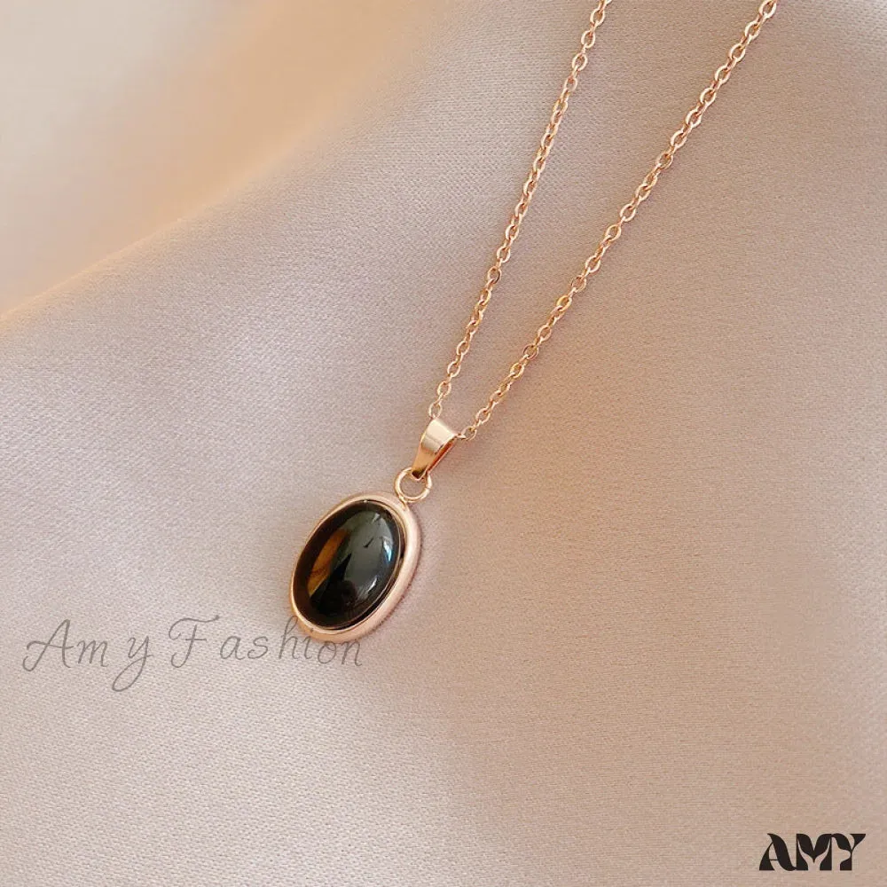 Simple Fashion Opal Stone 18K Gold Necklace
