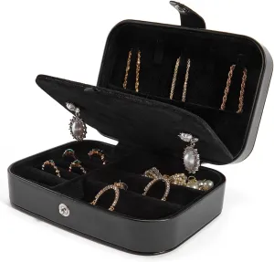 Smileshe Travel Jewelry Box, PU Leather Small Gift Portable Case, 2 Layers Organizer Display Storage Boxes for Rings, Earrings, Necklaces, Bracelets