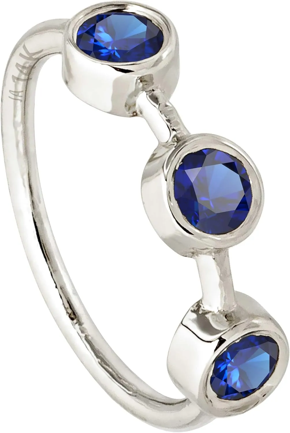 Solid 14K Gold Nose Hoop 20G Nose Ring Bezel Set 3-Stone Blue Sapphire Nose Hoop - Ear Cartilage Ring - September BirthStone Nose Ring
