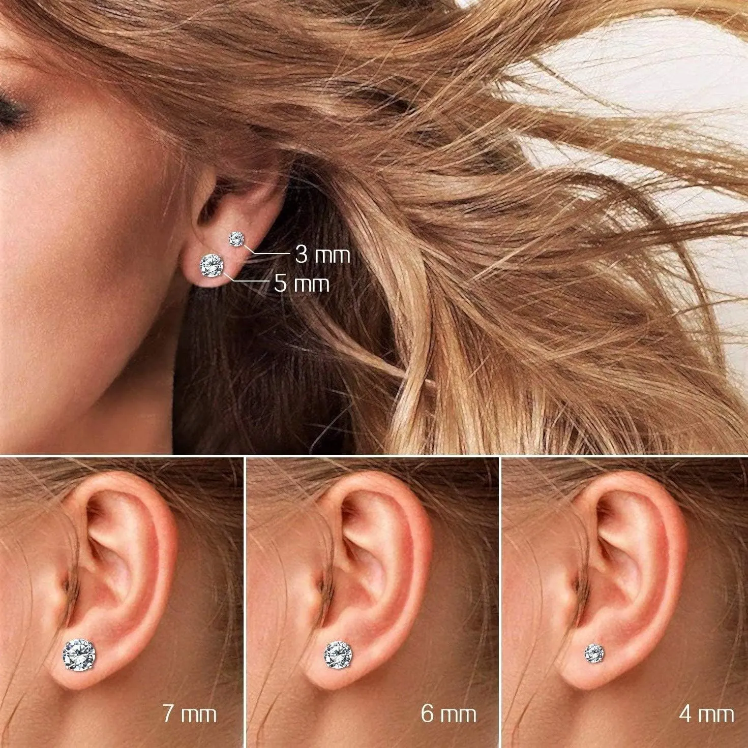 Solid 14k Yellow Gold Solitaire Round Cubic Zirconia CZ Stud Earrings with 14k Gold Butterfly Push Backings
