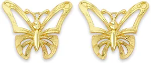 Solid Gold Butterfly Stud Earrings Available in 10k or 14k - Animal Jewelry