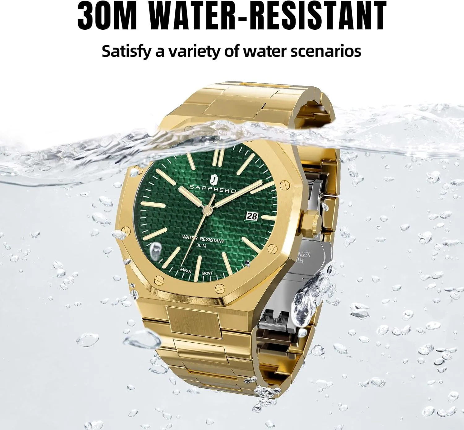 SOPPHERO Mens Watch 30M Waterproof Stainless Steel Watch for Men Date Quartz Fashion Clock Business Wristwatch Gift for Men