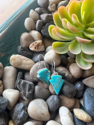 Southwest Turquoise Arrowhead Fish Hook Earrings