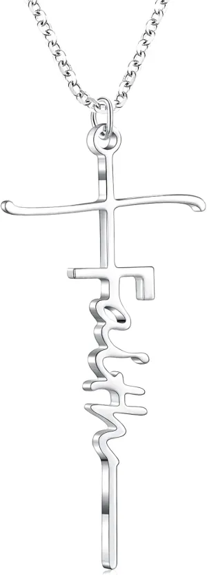 sovesi Gold Faith Cross Necklace for Women, 14k Gold Plated Cross Pendant Necklaces Dainty Silver Cross Necklace for Women