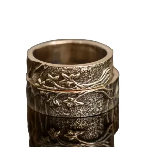 Ssjewel Unique His Her Tree Band Wedding Ring Set Nature Inspire Tree Bark Couple Ring Set Oxidized 925 Sterling Silver Handcrafted Matching Tree Band Personalized Tree Bark Anniversary Ring Set