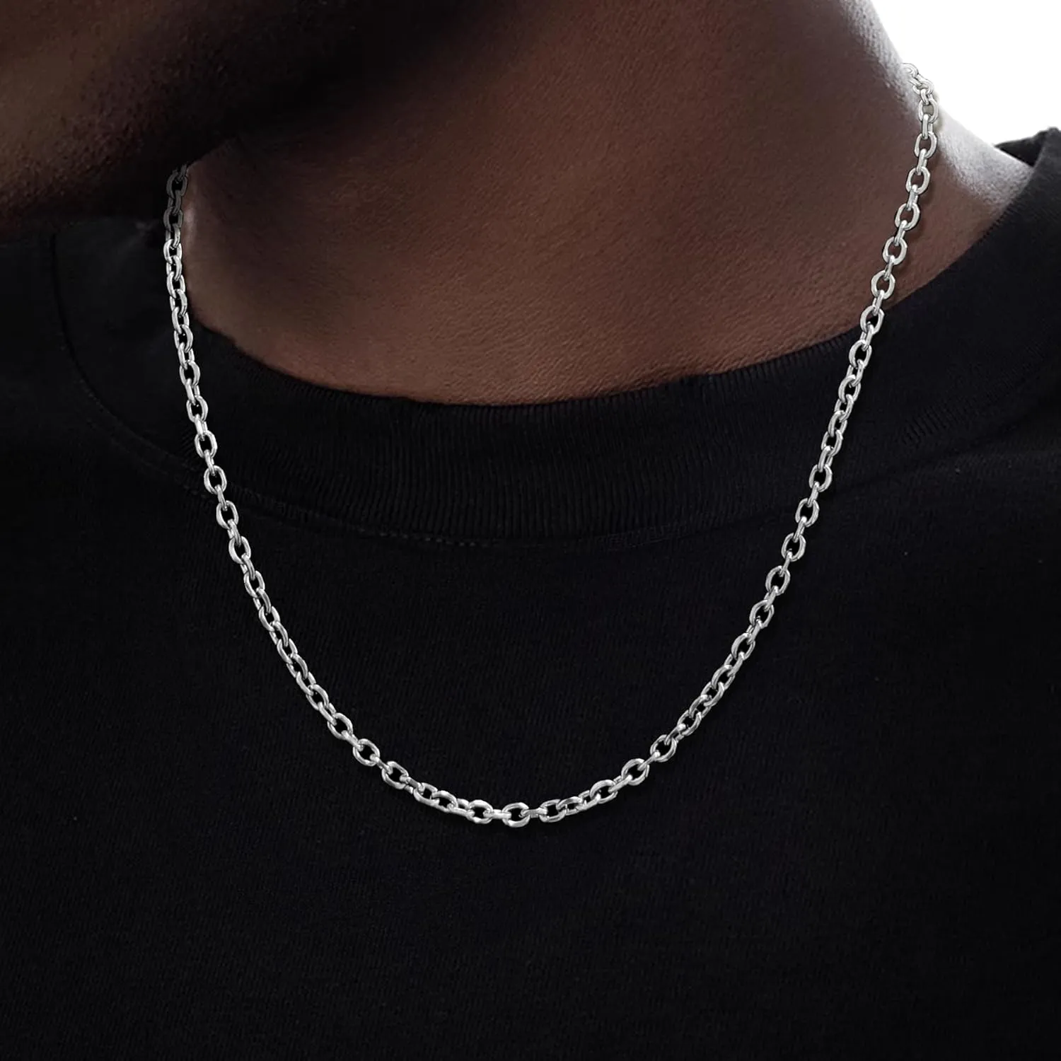 Stainless Steel Cable Chain Necklace for Men Women, Real Gold/Black Plated Mens Chain Rolo Chains, 3/5/8/10/13MM width, 18, 20, 22, 24, 26, 28, 30 Inch Jewelry Gift
