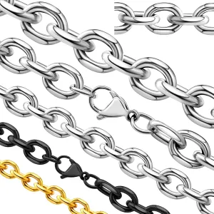Stainless Steel Cable Chain Necklace for Men Women, Real Gold/Black Plated Mens Chain Rolo Chains, 3/5/8/10/13MM width, 18, 20, 22, 24, 26, 28, 30 Inch Jewelry Gift