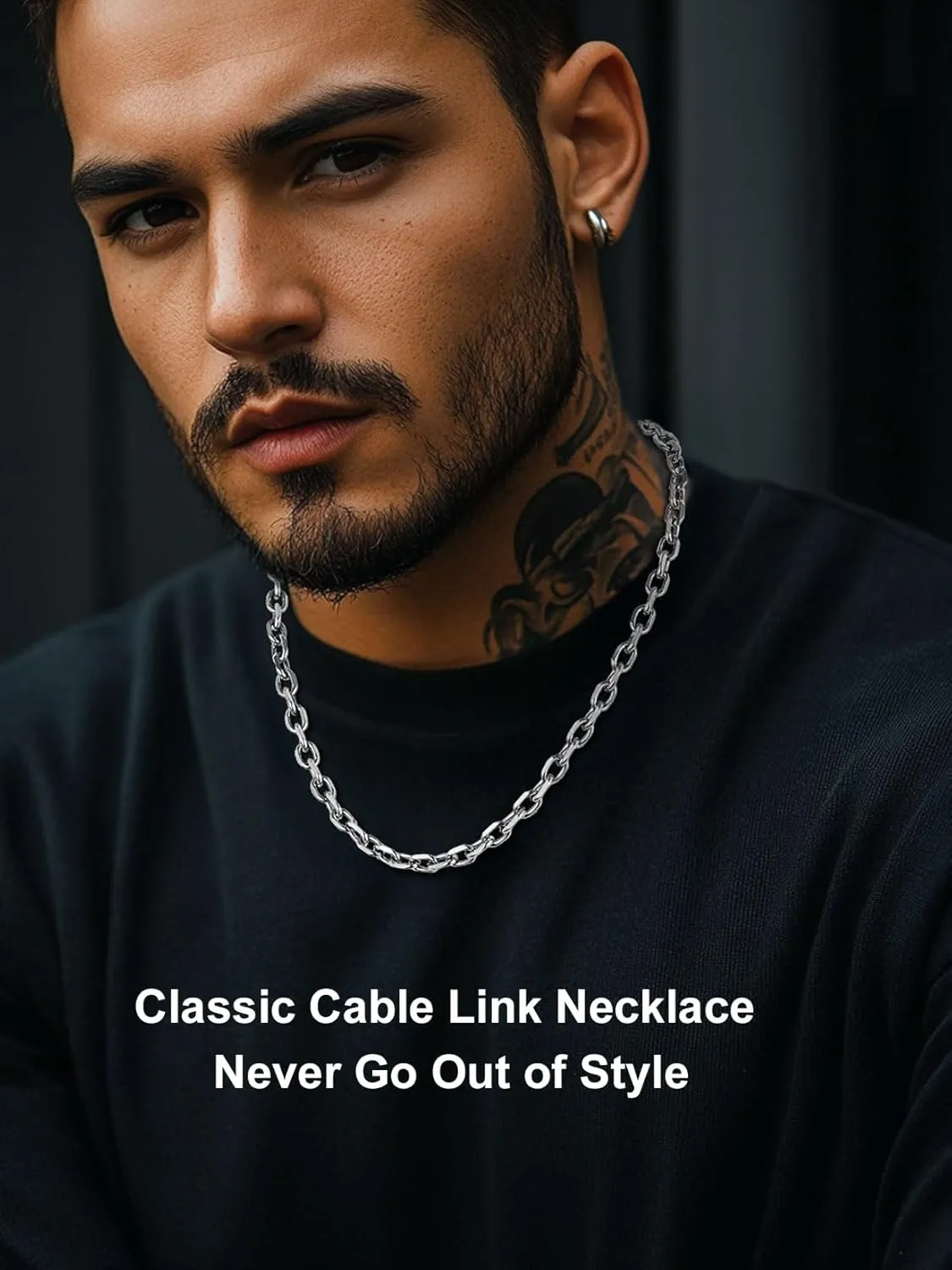 Stainless Steel Cable Chain Necklace for Men,Silver/Gold Plated Cuban Link Chains Mens 5mm/7mm/9mm/12mm Width,18"-30" Hip Hop Accessories Jewelry Gifts for Father's Day Valentine's Day Christmas