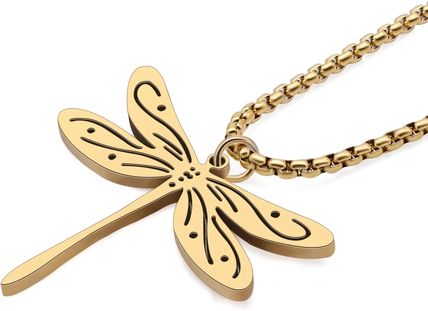Stainless Steel Cute Dragonfly Necklace Pendant for Women 18K Gold Silver Plated Insect Necklaces Minimalist Simple Jewelry Gifts for Her Mom