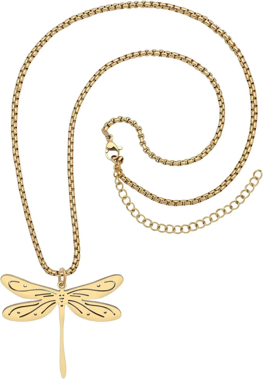 Stainless Steel Cute Dragonfly Necklace Pendant for Women 18K Gold Silver Plated Insect Necklaces Minimalist Simple Jewelry Gifts for Her Mom