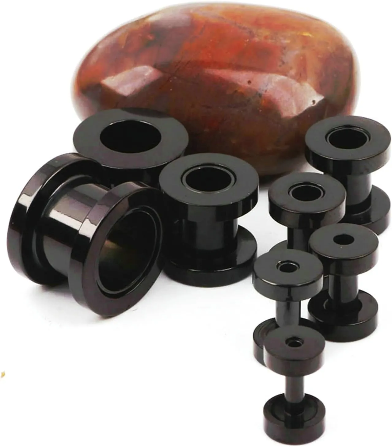 Stainless Steel Ear Tunnels 14Mm Black Black Hoop Ear Gauges Unique