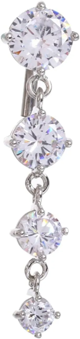Stainless Steel Navel Ring, CZ Unique Navel Rings for Women Silver Belly Rings