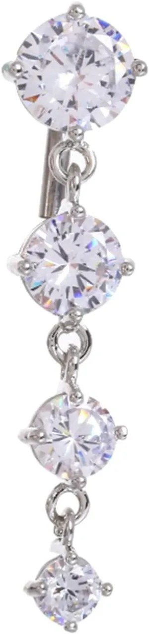 Stainless Steel Navel Ring, CZ Unique Navel Rings for Women Silver Belly Rings