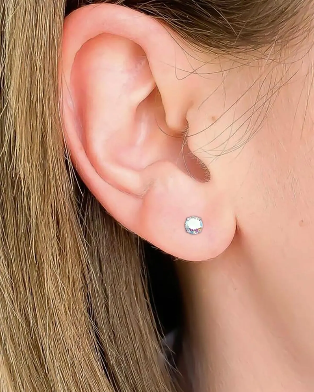 Stainless Steel Stud Earrings for Women Extra Long Post Earrings Cubic Zirconia Moonstone Hypoallergenic Earrings Studs for Sensitive Ears
