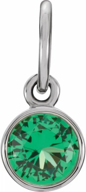 Sterling Silver 4mm Round Shape Imitation Emerald Birthstone Charm Pendant Fine Jewelry for Women Gifts for Her