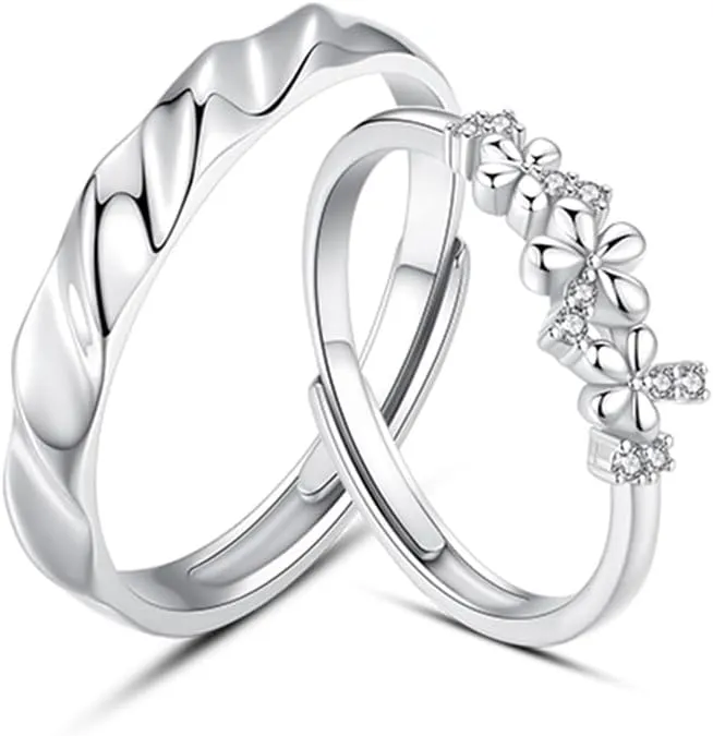 Sterling Silver Couple Ring Adjustable Personalized Sets for Men and Women Wedding Ring Original Design
