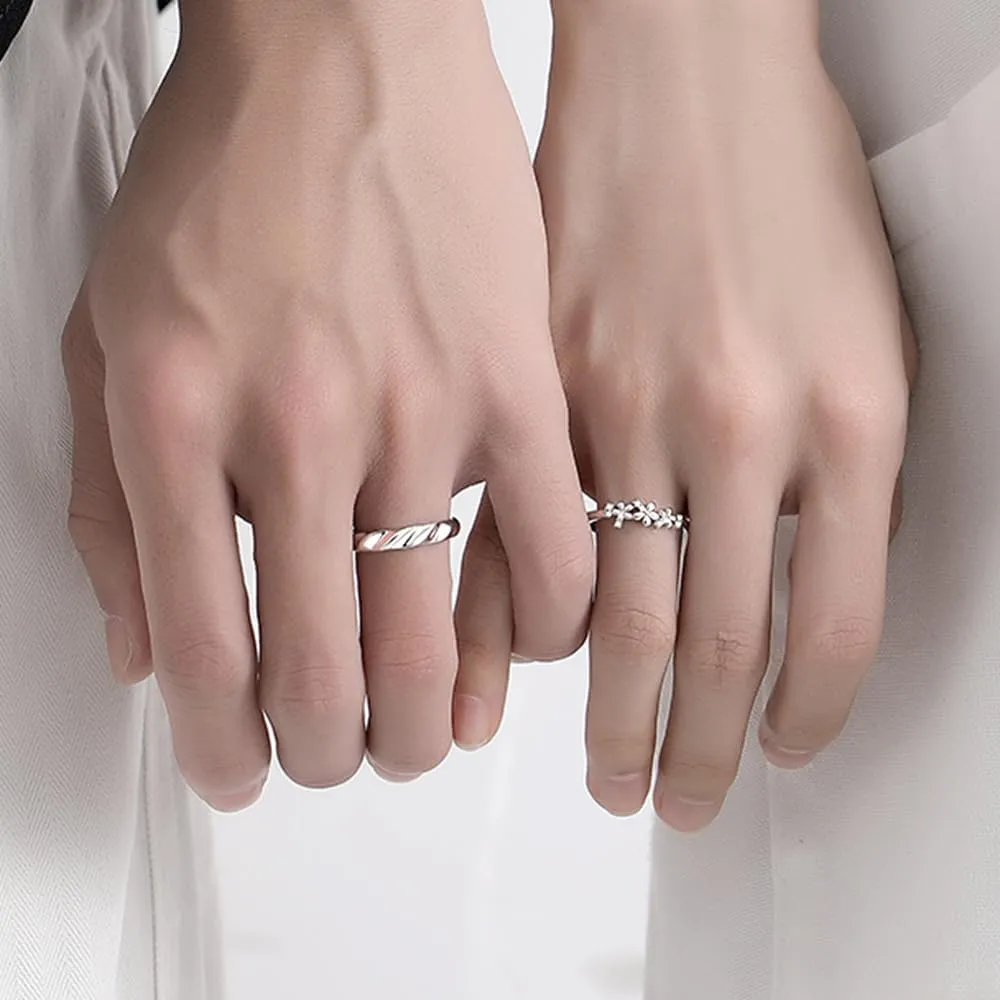 Sterling Silver Couple Ring Adjustable Personalized Sets for Men and Women Wedding Ring Original Design