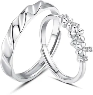 Sterling Silver Couple Ring Adjustable Personalized Sets for Men and Women Wedding Ring Original Design