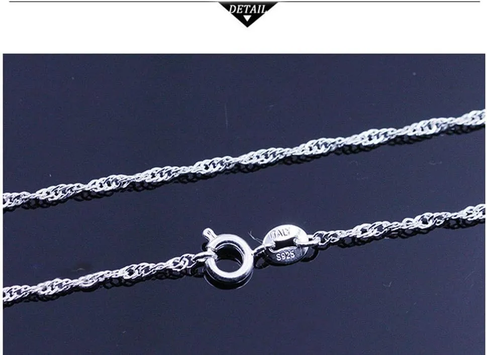 Sterling Silver Twisted Curb Link Chain Water wave chain Replacement Necklace Simple Slim for Pendant