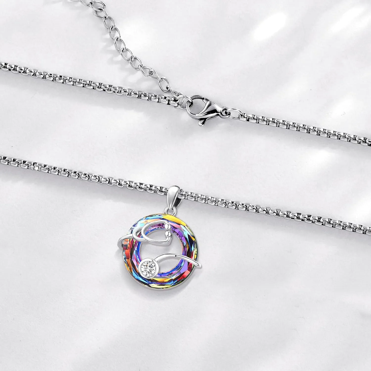 Stethoscope Nurse/Doctors Necklace for Women Sterling Silver Stethoscope Cross RN Caduceus Nurse Jewelry Nursing Doctors Graduation Gift for Medical Student
