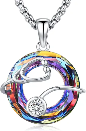 Stethoscope Nurse/Doctors Necklace for Women Sterling Silver Stethoscope Cross RN Caduceus Nurse Jewelry Nursing Doctors Graduation Gift for Medical Student