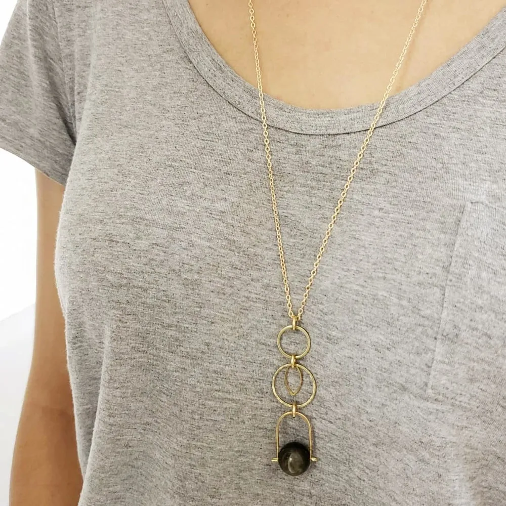 Stone Bail Pendant drop necklace - more colors available