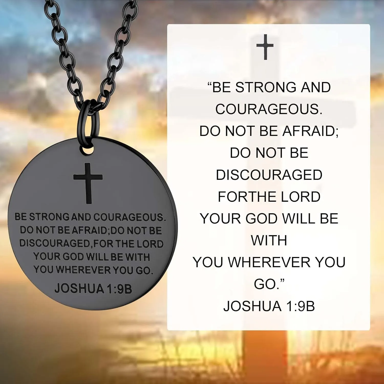 Supcare Mens Dog Tag Necklace with Cross,Shield/Round Engraved Inspiration Jewelry Gifts for Son Men (Gift Wrapped)