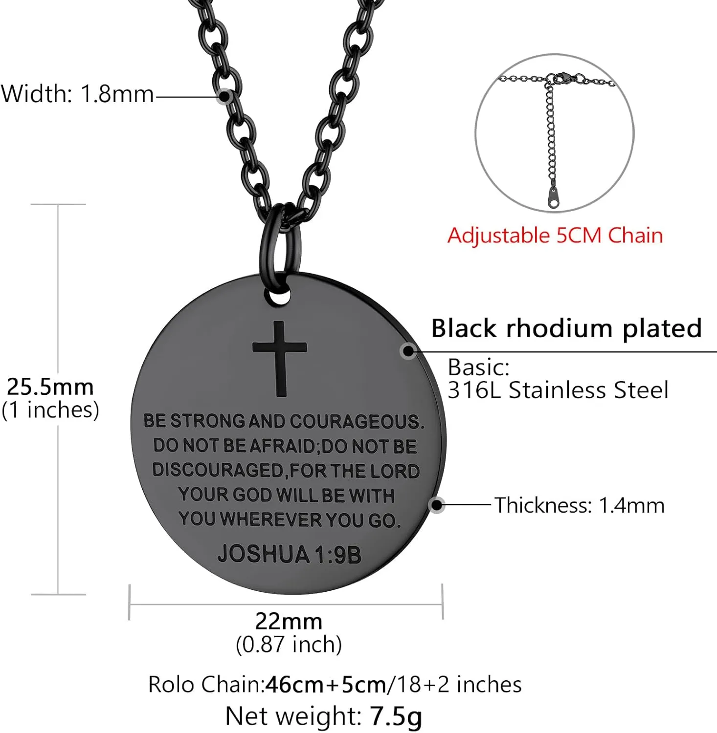Supcare Mens Dog Tag Necklace with Cross,Shield/Round Engraved Inspiration Jewelry Gifts for Son Men (Gift Wrapped)