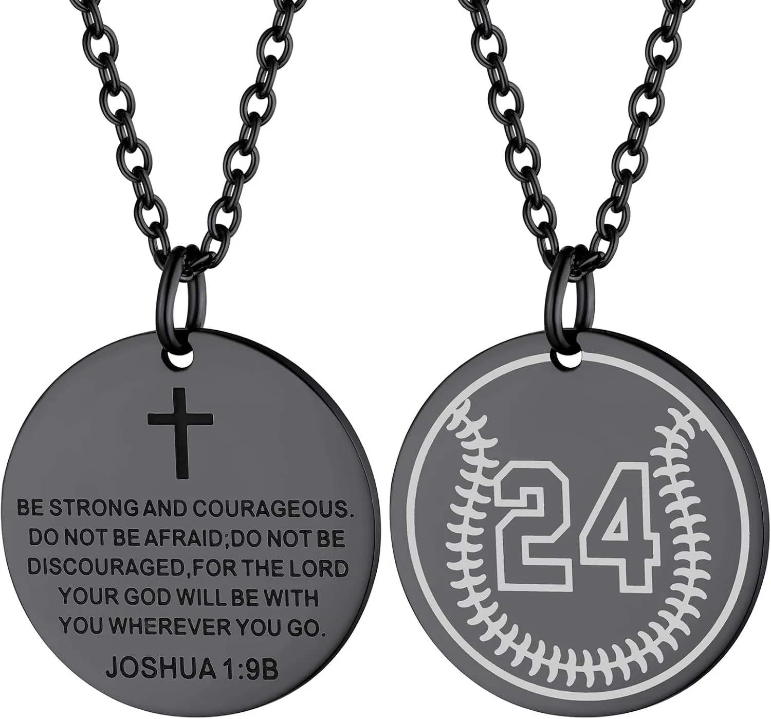 Supcare Mens Dog Tag Necklace with Cross,Shield/Round Engraved Inspiration Jewelry Gifts for Son Men (Gift Wrapped)
