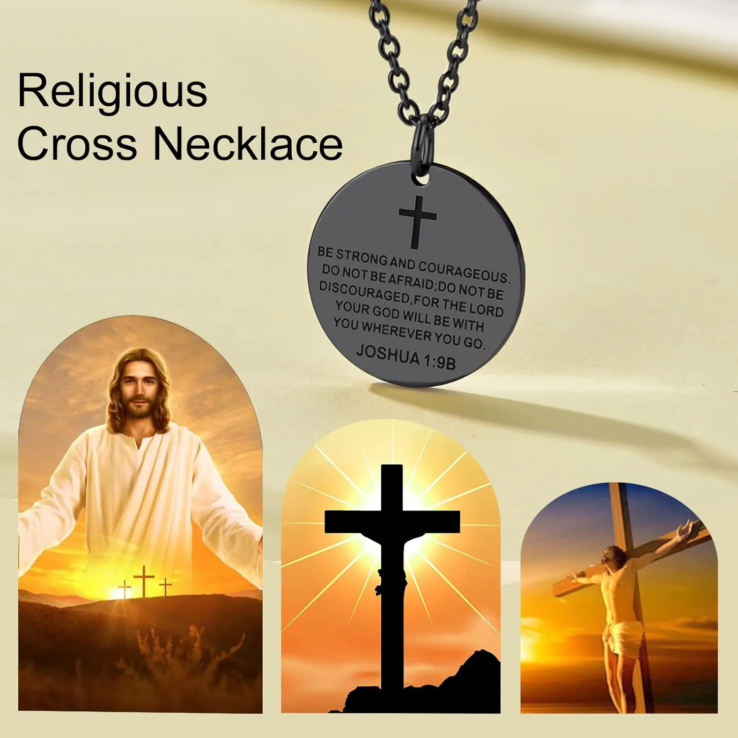Supcare Mens Dog Tag Necklace with Cross,Shield/Round Engraved Inspiration Jewelry Gifts for Son Men (Gift Wrapped)