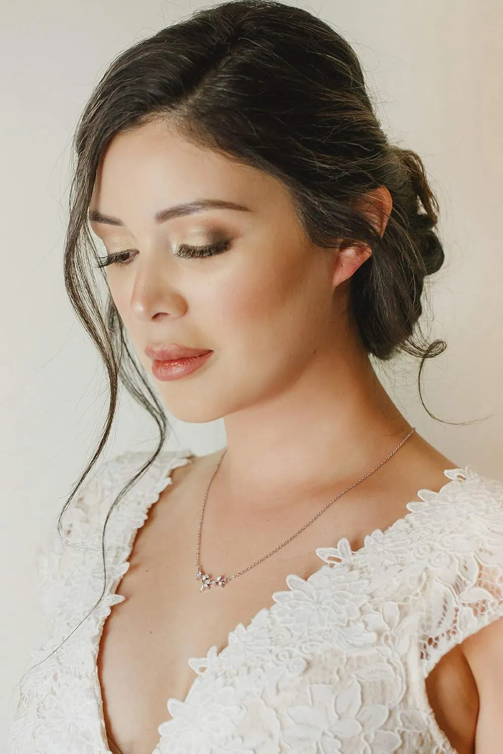 SWEETV Crystal Wedding Bridal Backdrop Necklace for Brides, Cubic Zirconia Vine Dainty Back Pendant Necklace for Women, Bridesmaid Gift