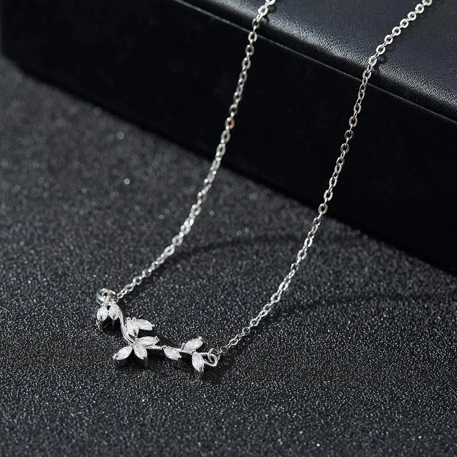 SWEETV Crystal Wedding Bridal Backdrop Necklace for Brides, Cubic Zirconia Vine Dainty Back Pendant Necklace for Women, Bridesmaid Gift
