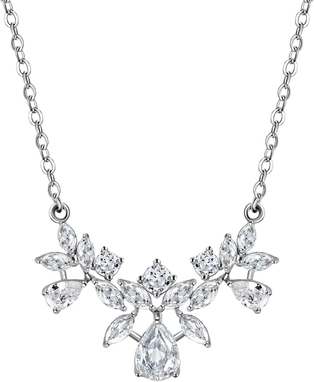 SWEETV Cubic Zirconia Wedding Bridal Backdrop Necklace for Brides, Crystal Dainty Back Necklace, Body Chain Jewelry for Women Prom