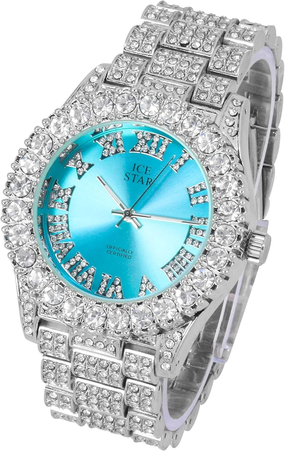 Techno Pave Womens 44mm Iced Solitaire Bezel Watch