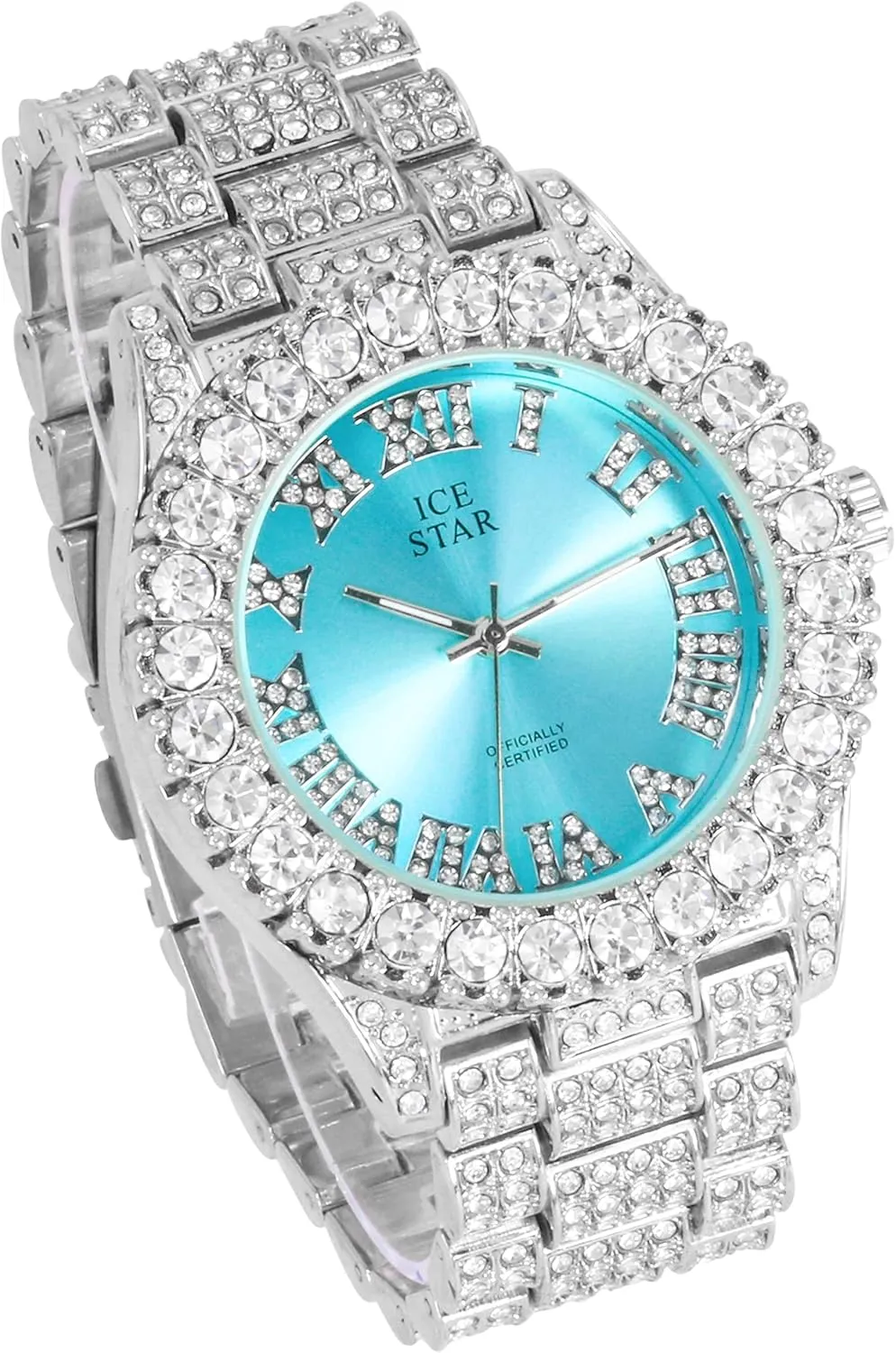 Techno Pave Womens 44mm Iced Solitaire Bezel Watch