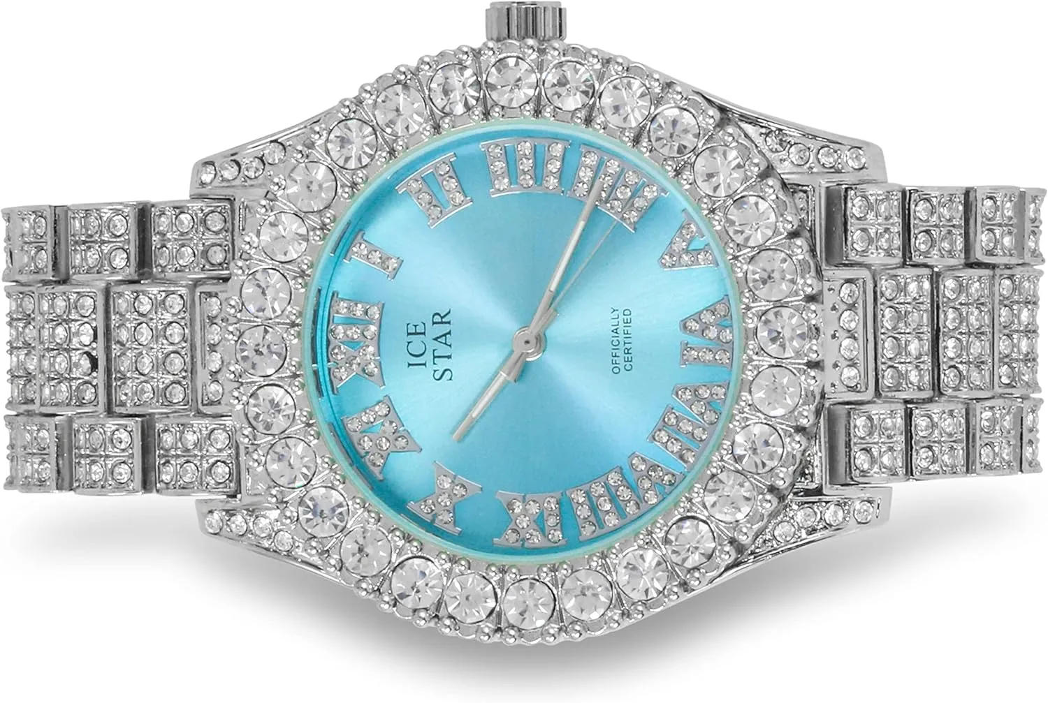 Techno Pave Womens 44mm Iced Solitaire Bezel Watch