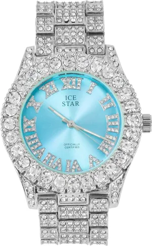Techno Pave Womens 44mm Iced Solitaire Bezel Watch