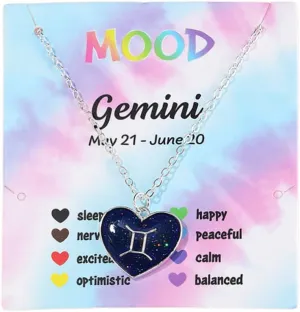 Temperature Sensing Color Changing Pendant 12 Constellation Zodiac Necklace Astrology Horoscope with Message Card for Women Birthday Gifts