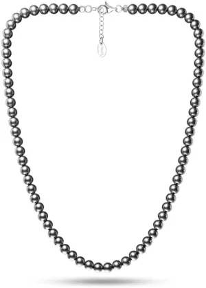 Terahertz Beaded Necklace  100% Authentic Terahertz Stone Necklace for Women and Men with 6MM Beads  18" Inch   2" Adjustable Extension