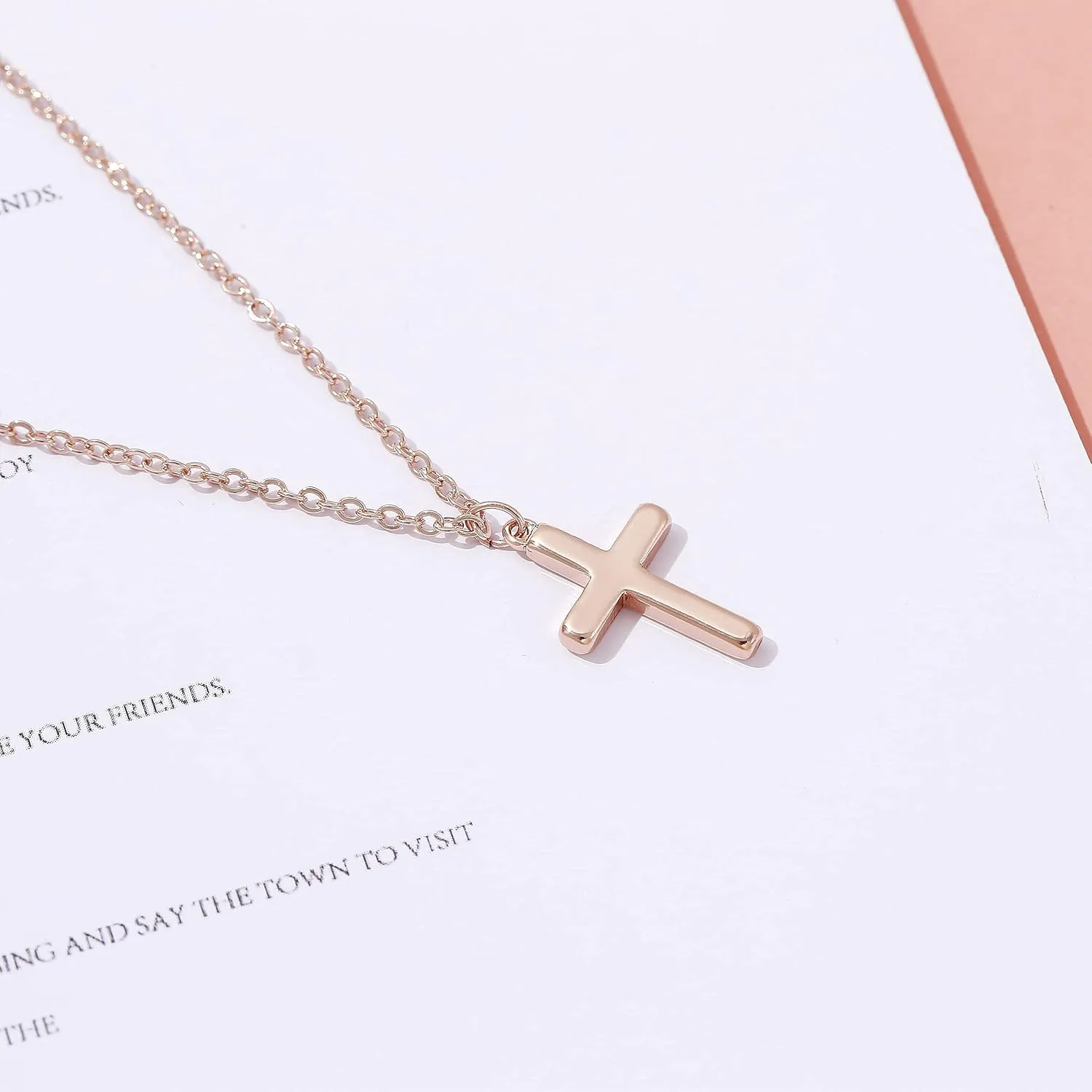 Tewiky Diamond Cross Necklace for women-Dainty 14k Gold Cubic Zirconia Pendant Necklaces Simple Gold Cross Pendant Necklace Cute Tiny Gold Jewelry
