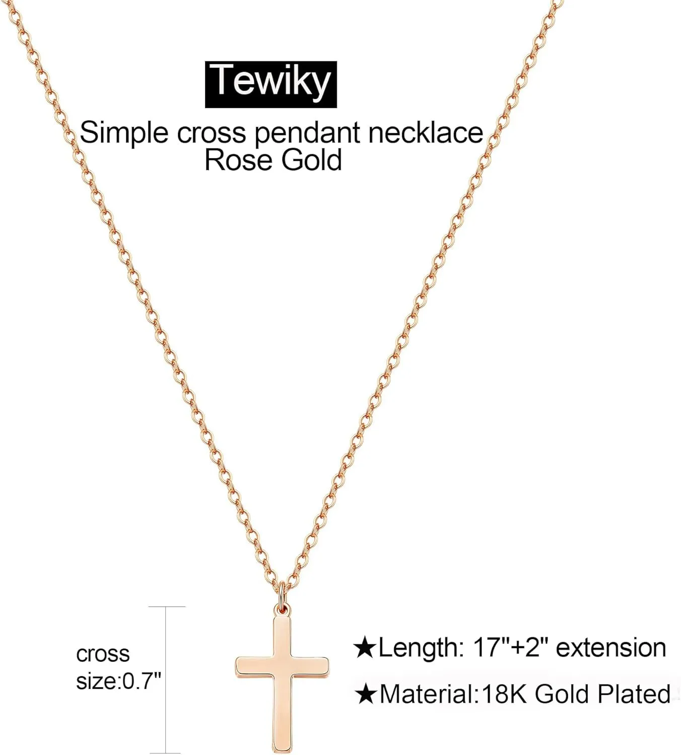 Tewiky Diamond Cross Necklace for women-Dainty 14k Gold Cubic Zirconia Pendant Necklaces Simple Gold Cross Pendant Necklace Cute Tiny Gold Jewelry