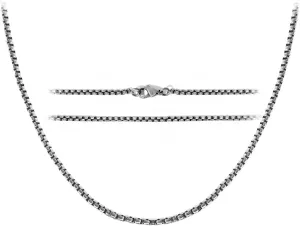 TGNEL 2.6mm Pure Titanium Box Chain Necklace for Men, Fashion Square Mens Pure Titanium Chain for Sensitive Skin 22'' 24''