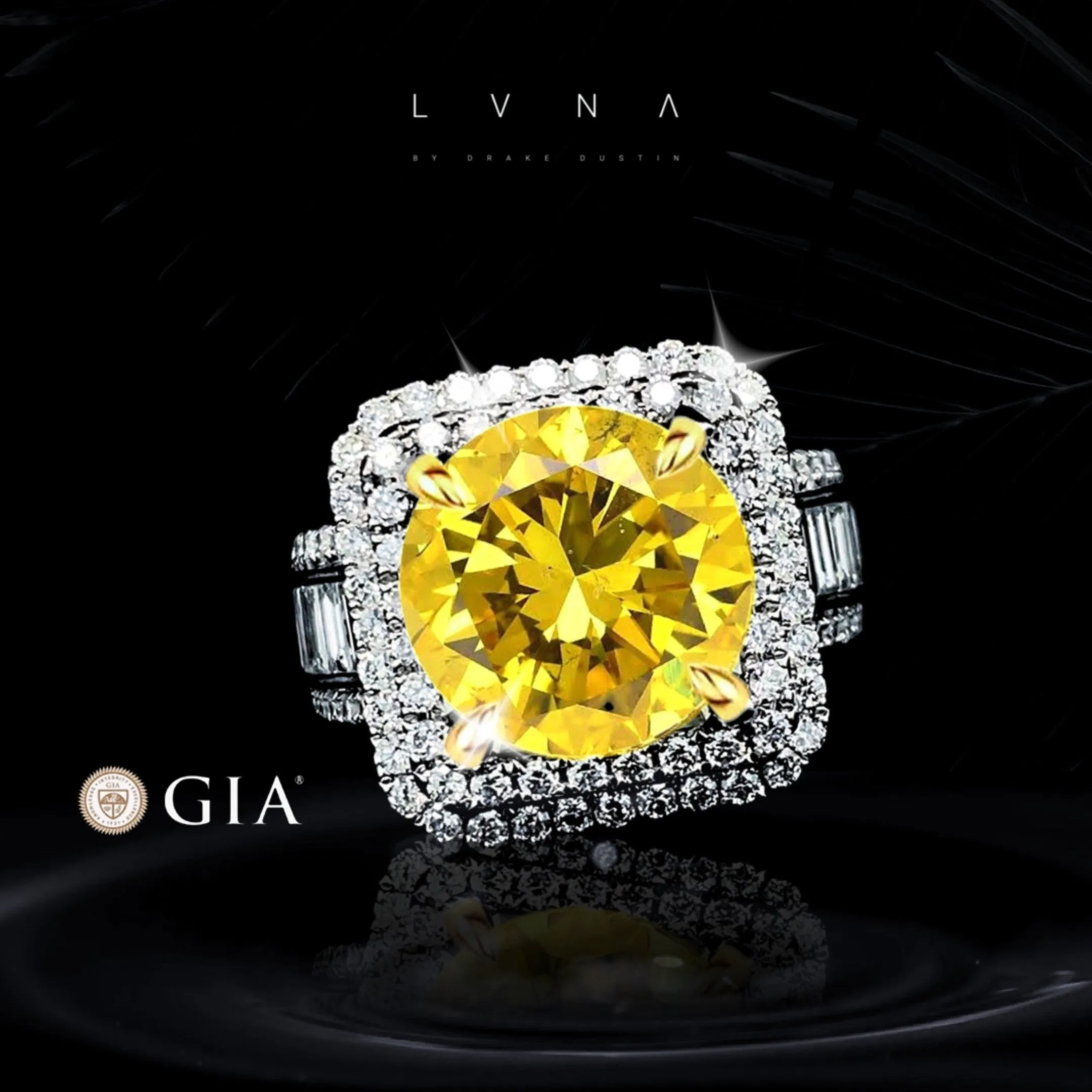 The Archives | LVNA Signatures Rare 6.2cts Fancy Vivid Yellow Round Diamond Ring 18kt GIA Certified