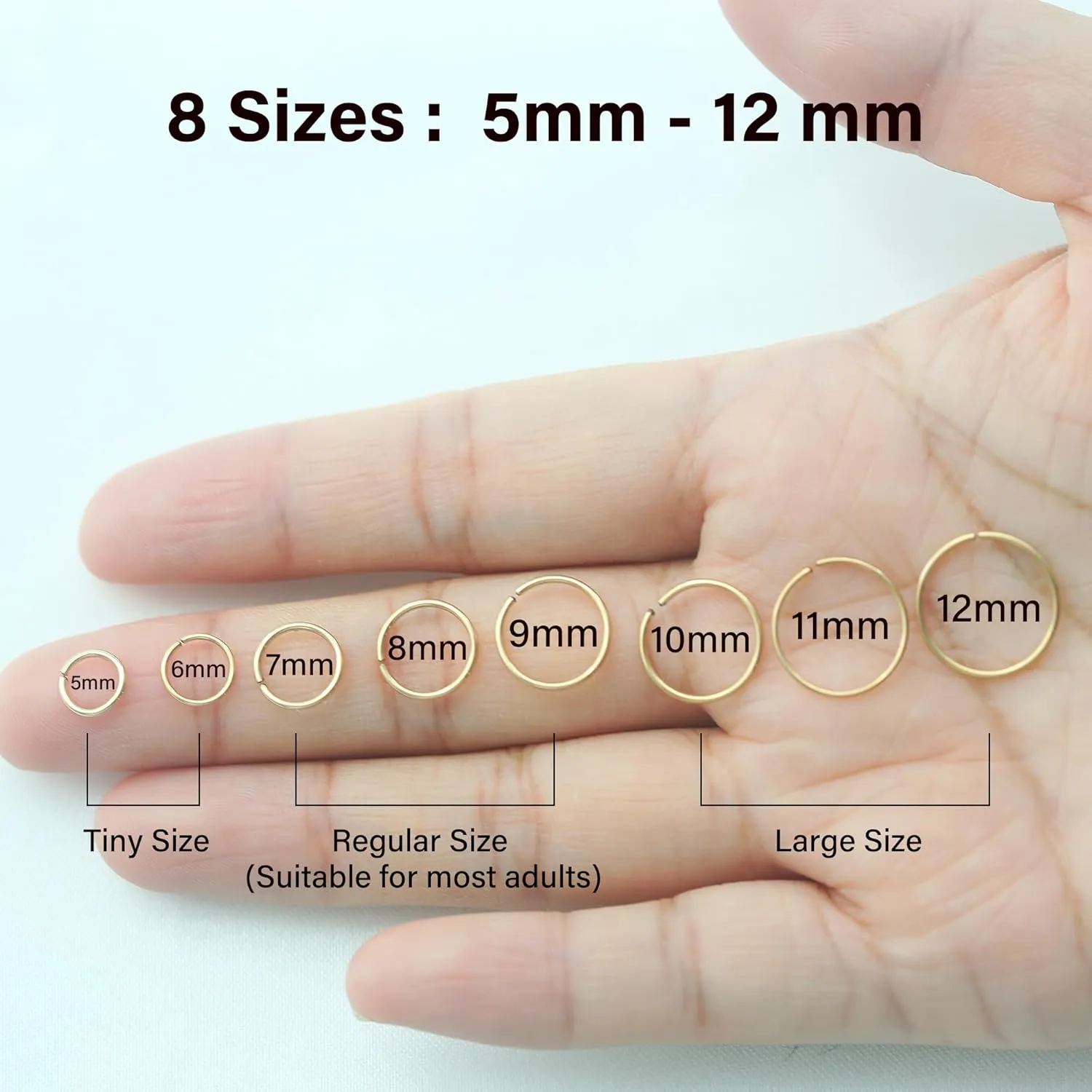 Thin Nose Rings Hoops for Women/Men,Tiny Small Gold Nose Rings 24g for Nose Piercings (1pc - 24 gauge - 6mm,14K Gold Filled)