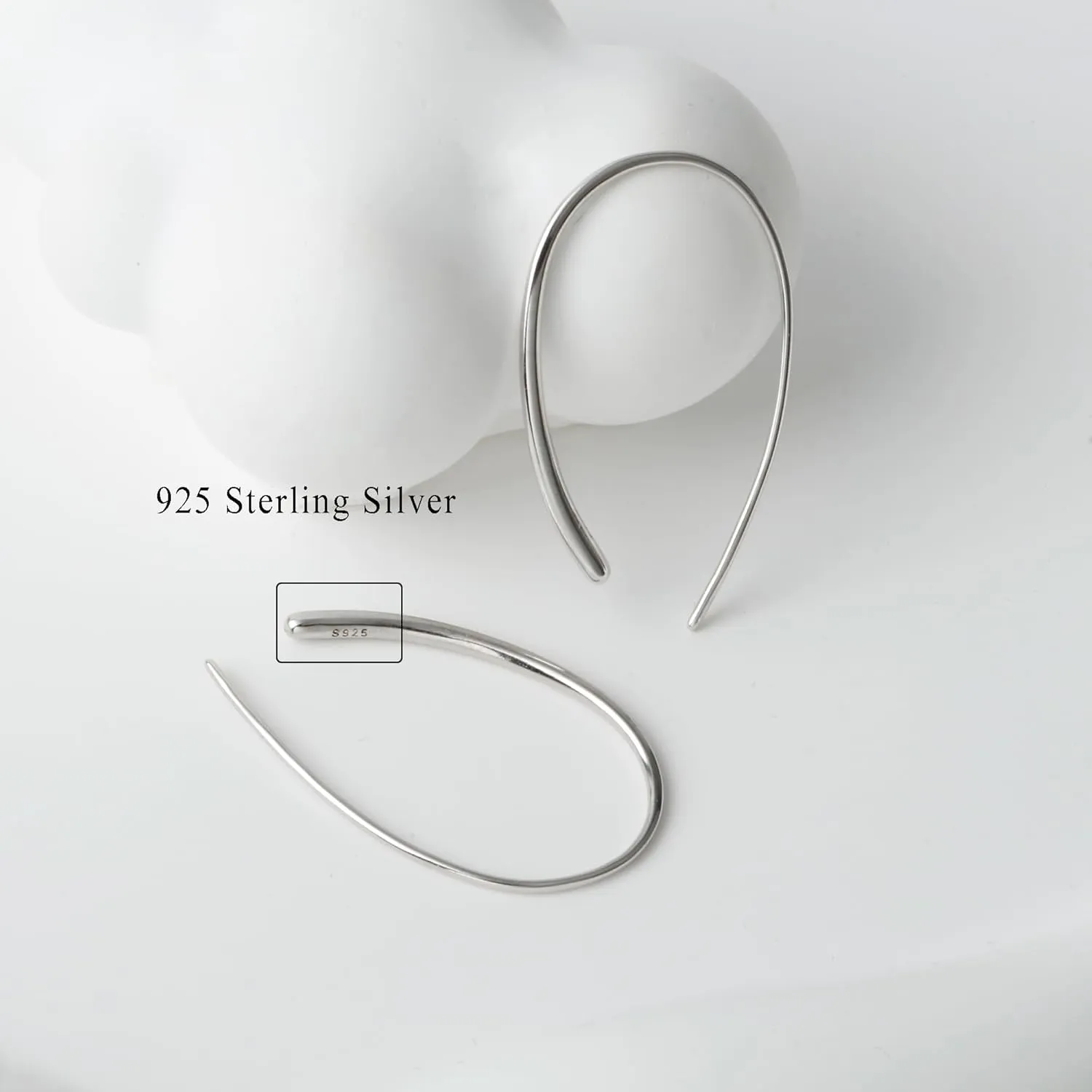 Threader Earrings 925 Sterling Silver Pull Through Hoops Drop Dangle Minimal Everyday Earrings