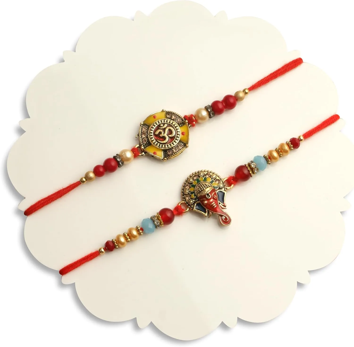 TIED RIBBONS Bhai Dooj Rakhi for Brother Set of 2 Bhai Dooj Roli Rakhi Set | Greeting Card | Tikka Bhai Dooj - Raksha bandhan Rakhi Bracelet for Brother Rakhi 2 Set | Rakhi for Bhaiya | Rakhi Thread