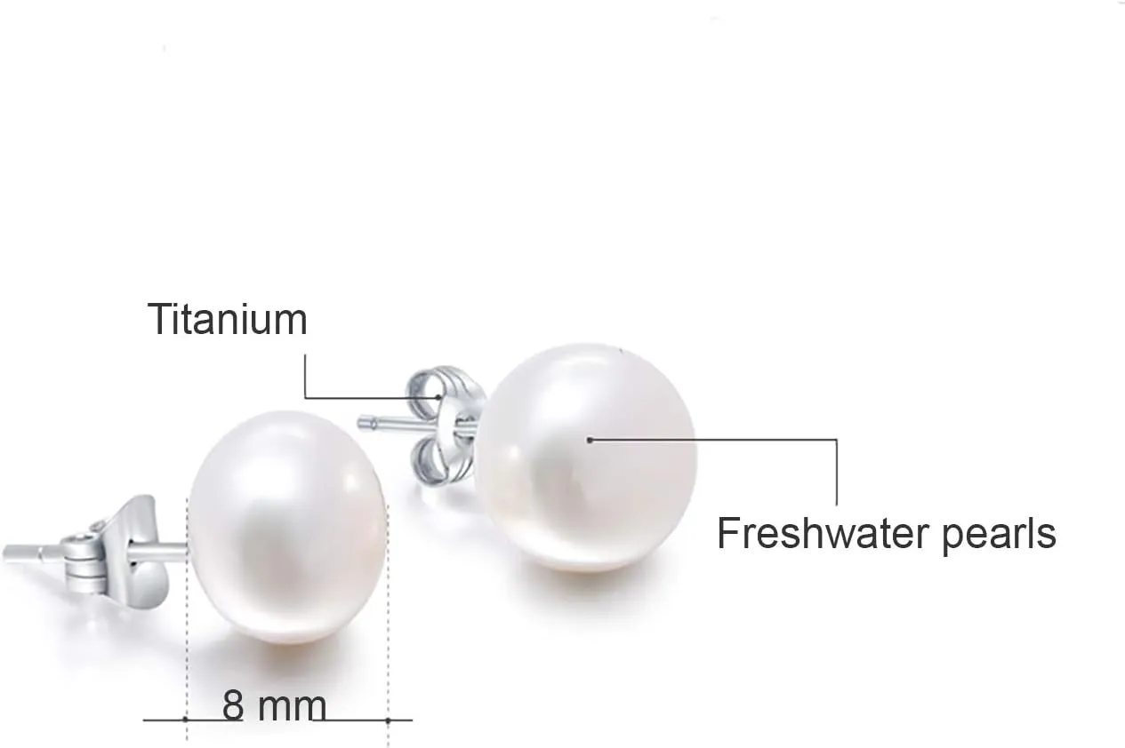 Titanium Hypoallergenic Earrings with Fresh Water Pearls, For Sensitive Ears