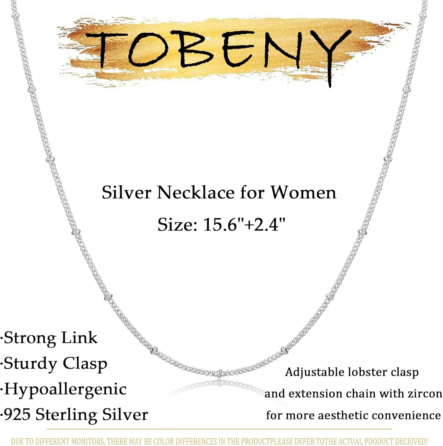 TOBENY 14K Gold Necklace for Women 925 Sterling Silver Chain Necklace Dainty Gold Link Sparkle Herringbone Snake Pearl Station Box Chain Choker Necklaces Simple Gift for Women Jewelry